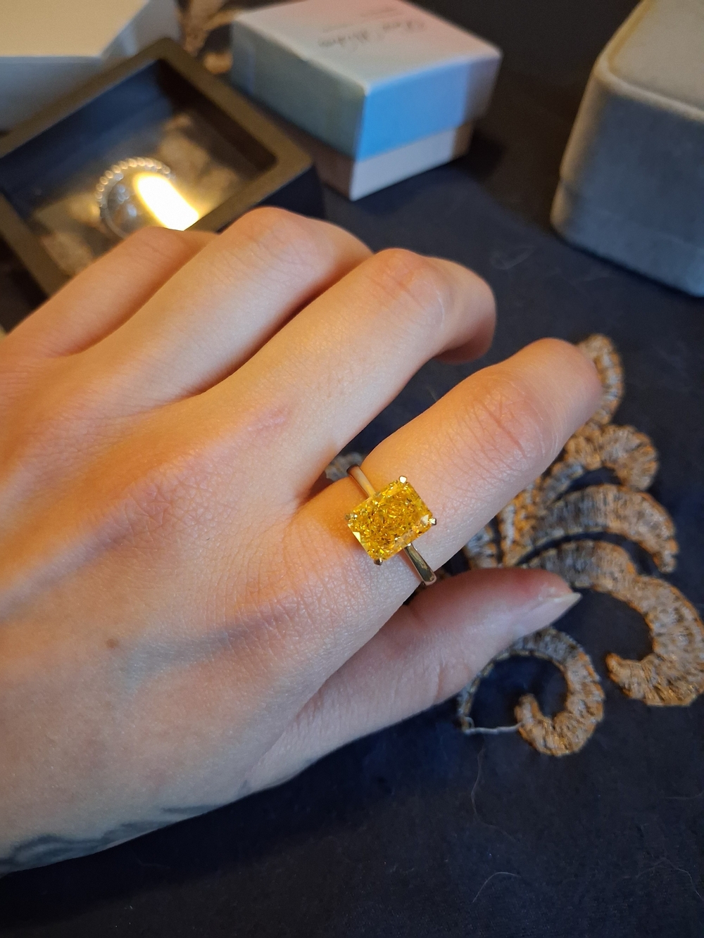 Yellow And Gold Crushed Ice Cut Ring